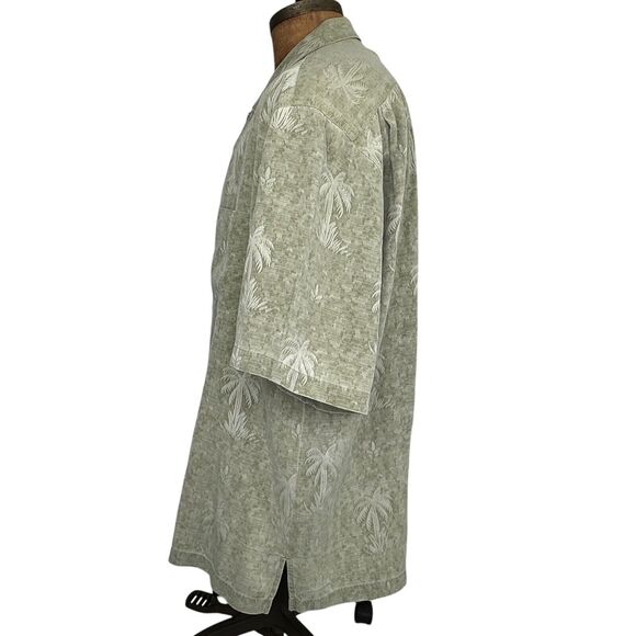 Nat Nast Silk hawaiian Shirt Green Floral Palm Tree Button Up Men Size XL - Picture 2 of 6